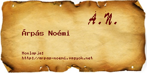Árpás Noémi névjegykártya